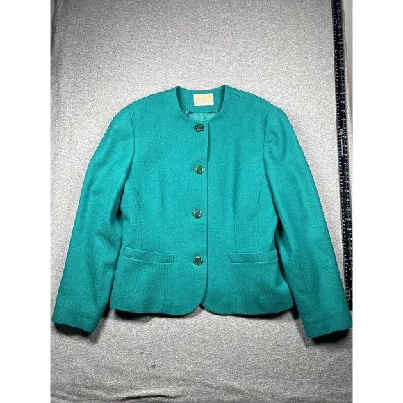 Pendleton Short Blazer 100% Virgin Wool USA Lined Velvet Buttons - Picture 1 of 6